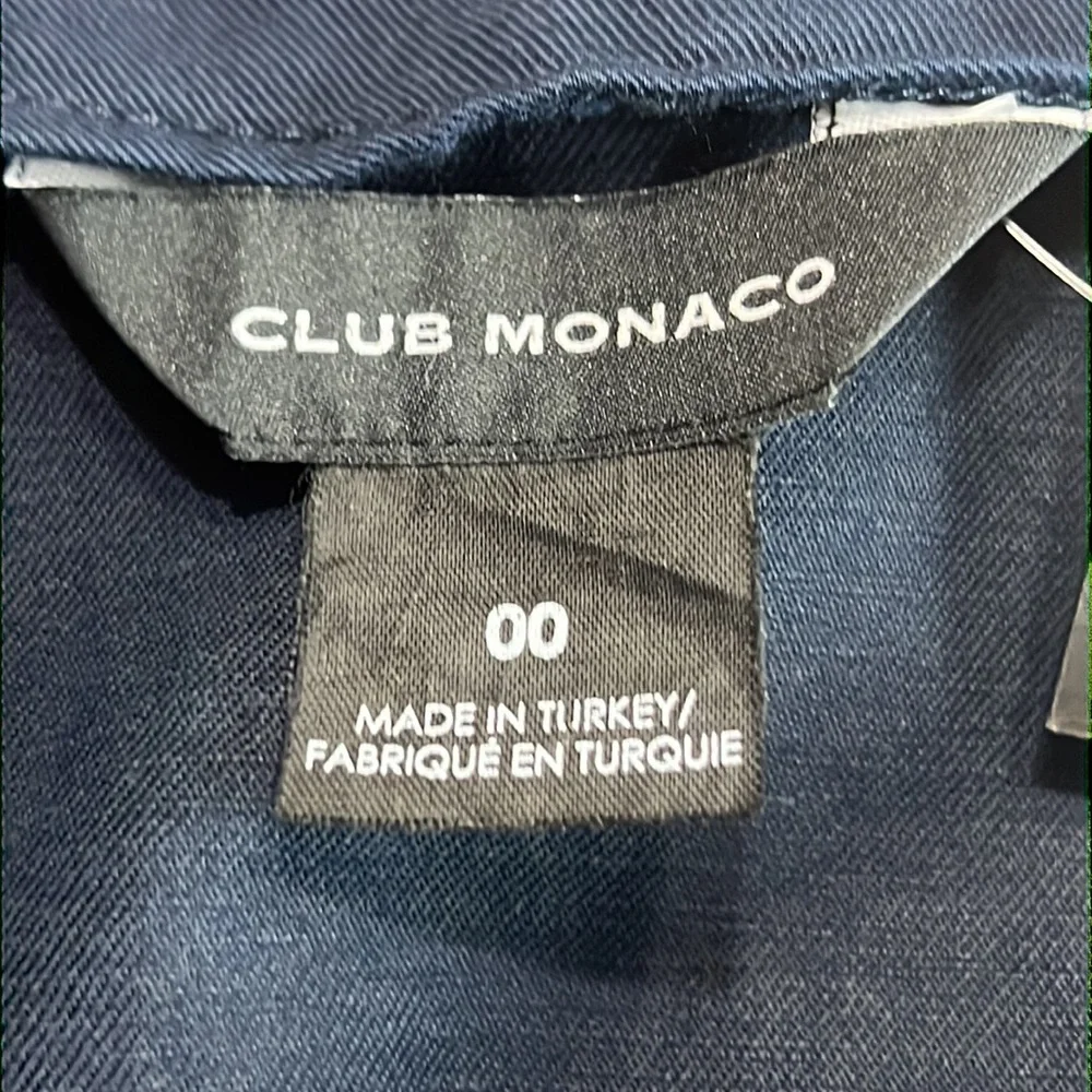 Club Monaco Navy Blue Belted A Line Midi Skirt Sz 00 NWT